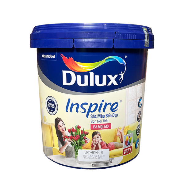 Sơn nội thất Dulux Inspire bền đẹp bề mặt mờ 39A thùng 15L